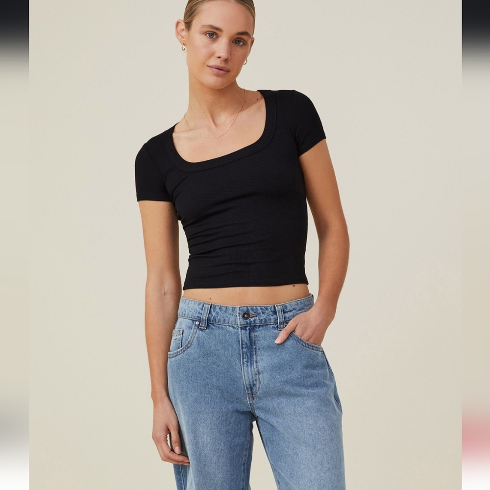 NWT Cotton On Staple Rib Scoop Neck Short Sleeve Top